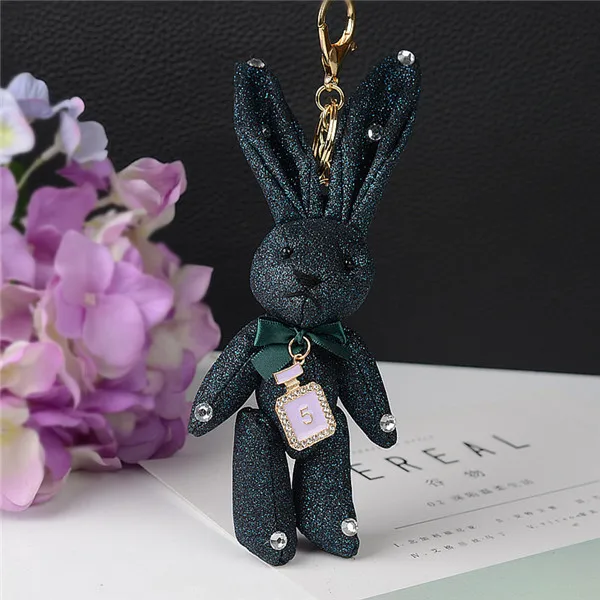 19cm Glitter Rivets, matte, diamonds, long ears Rabbit Doll Baby Soft Plush Stuffed&Plush Animal keychain toys - Цвет: 7