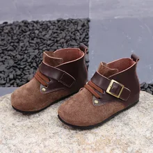 Г. Ботинки для мальчиков детские ботинки из натуральной кожи с пряжкой, мягкие кожаные детские ботинки martin до щиколотки на осень, размер 22-31