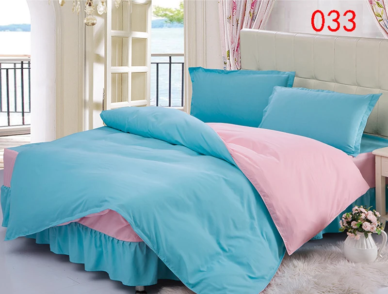 Twin Full Queen Jade-green Polyester Bed Skirt 4Pcs Bedding Set Dust Ruffle Bedclothes Sets Duvet Cover Quilt Cover Pillowcase