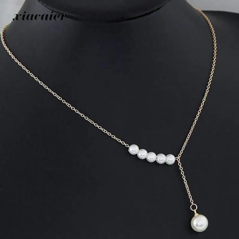 

Collar Necklace Hot Sexy Clavicle Chain Necklace For Women Gold Color Simulated Pearl Choker Necklaces Wholesale Jewelry Gift