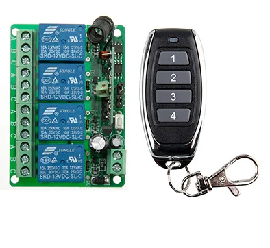

NEW DC12V 4CH 10A Radio Controller RF Wireless Push Remote Control Switch 315 MHZ 433 MHZ teleswitch Transmitter + Receiver