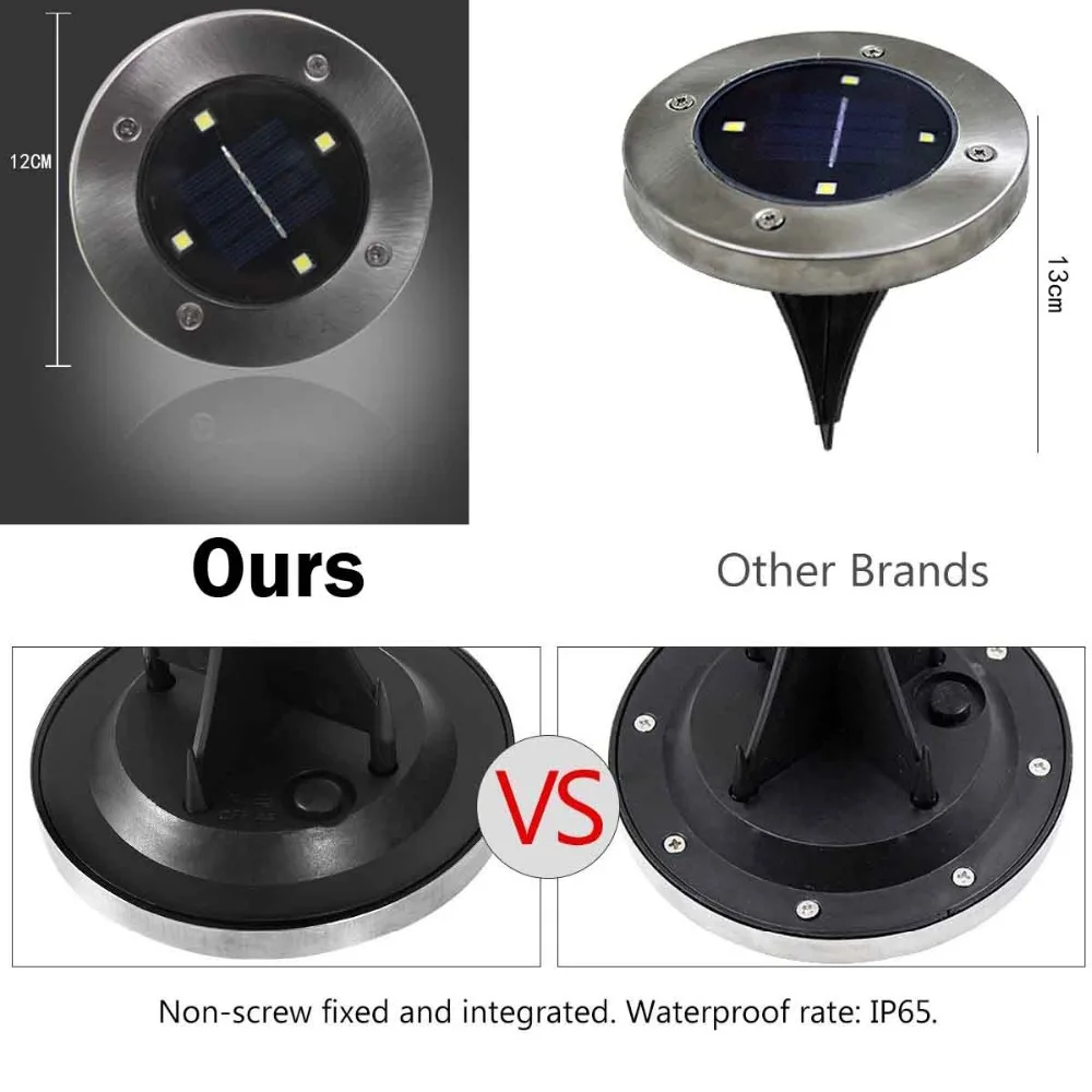 6 шт. солнечные наземные огни 4LED солнечные фонари для улицы водонепроницаемые садовые Ландшафтные светильники для двора подъездной дорожки газона