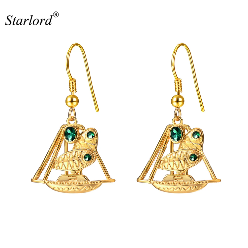 Lakatoi Dangle Earrings Gold Color Crab Claw Sail Neckalce Papua New Guinea/Australia/Indian Jewelry E2899K | Украшения и