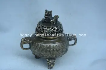 

Antique QingDransty brass incense burner,Lion,Decoration,Collection&Adornment,Free shipping
