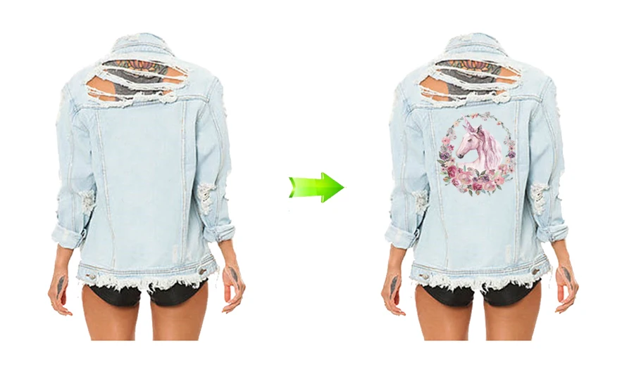 2-Boho Watercolor Floral Unicorn Iron On Patch Diy Accessory Washable Clothes Decoration Print On T-Shirt Parches Para La Ropa