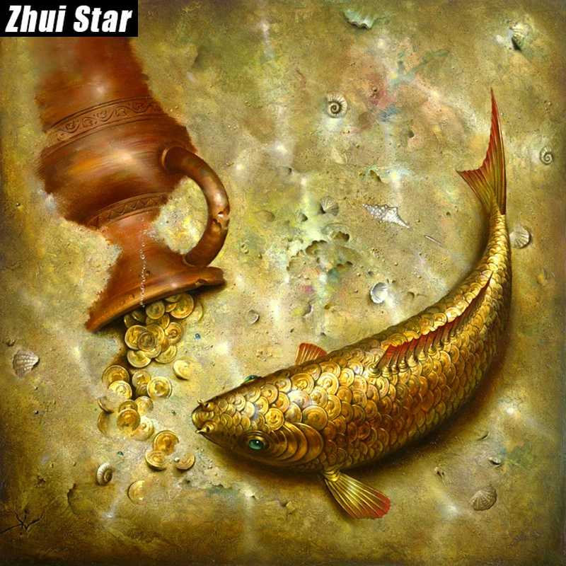 

Full Square Diamond 5D DIY Diamond Painting "Gold Fish" Embroidery Cross Stitch Rhinestone Mosaic Painting Decor
