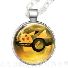 Pikachu Pokemon Pokeball Hanger Ketting 25mm Ronde Glazen Dome Charm Hanger Trui chain Voor Vrouwen Meisjes Gift(China)