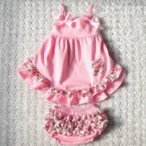 Baby Girl 2pcs Clothing Set Ruffle Bloomers + Cute T shirts Toddler