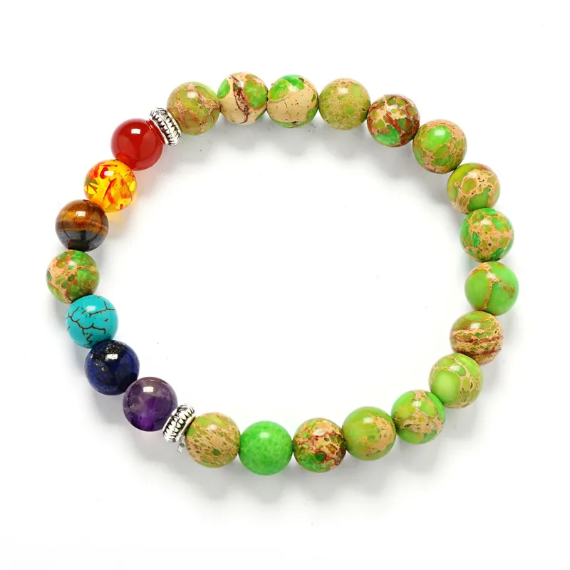 8 мм многоцветные мужские браслеты Черная Лава 7 Чакра исцеляющий баланс бусины браслет для женщин рейки молитва Йога браслет Камни