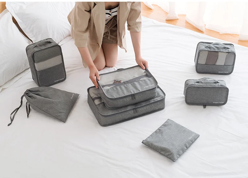 7 шт. высокого качества Oxford Тканевые для путешествий Сетчатая Сумка в сумке органайзер для багажа Упаковка объемный органайзер для одежды