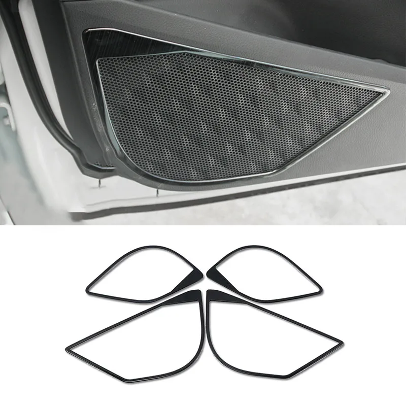 Нержавеющая сталь автомобильная Внутренняя дверь аудио динамик громкий динамик рамка накладка наклейка для Toyota C-HR CHR Accossories - Название цвета: Black