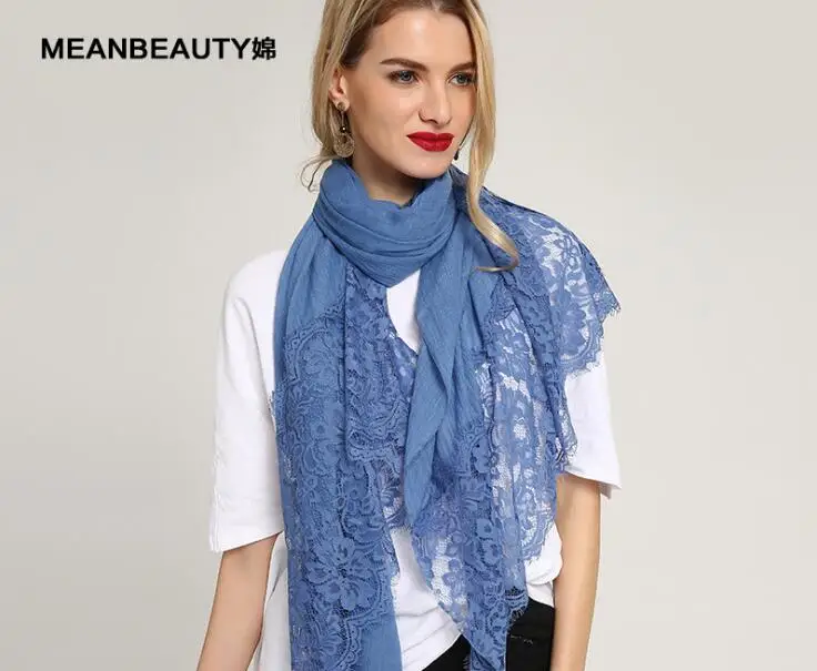 

New Fashion 2019 Plain Cotton Shawls Scarfs Embroidery Lace Flower Scarf Wrap Muslim Lace Hijab Floral Hijab 10pcs/lot