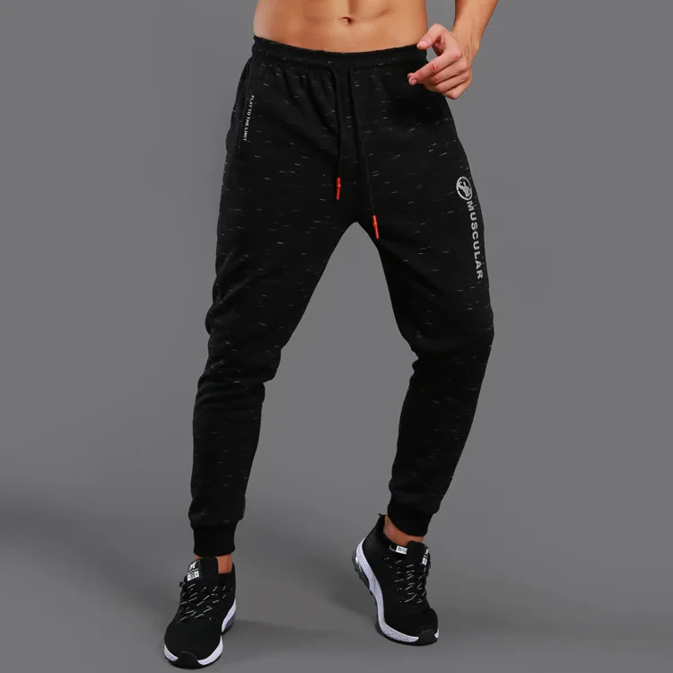 Black Running Pants Men Jogging Trousers with Pockets Sweatpants Sporting Leisure Workout Clothes Male Sport Apparel | Спорт и