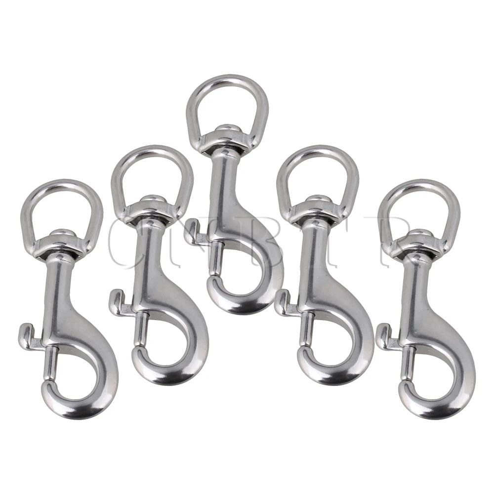 CNBTR 90mm Silver Keychain Strap 304 Stainless Steel Round Swivel
