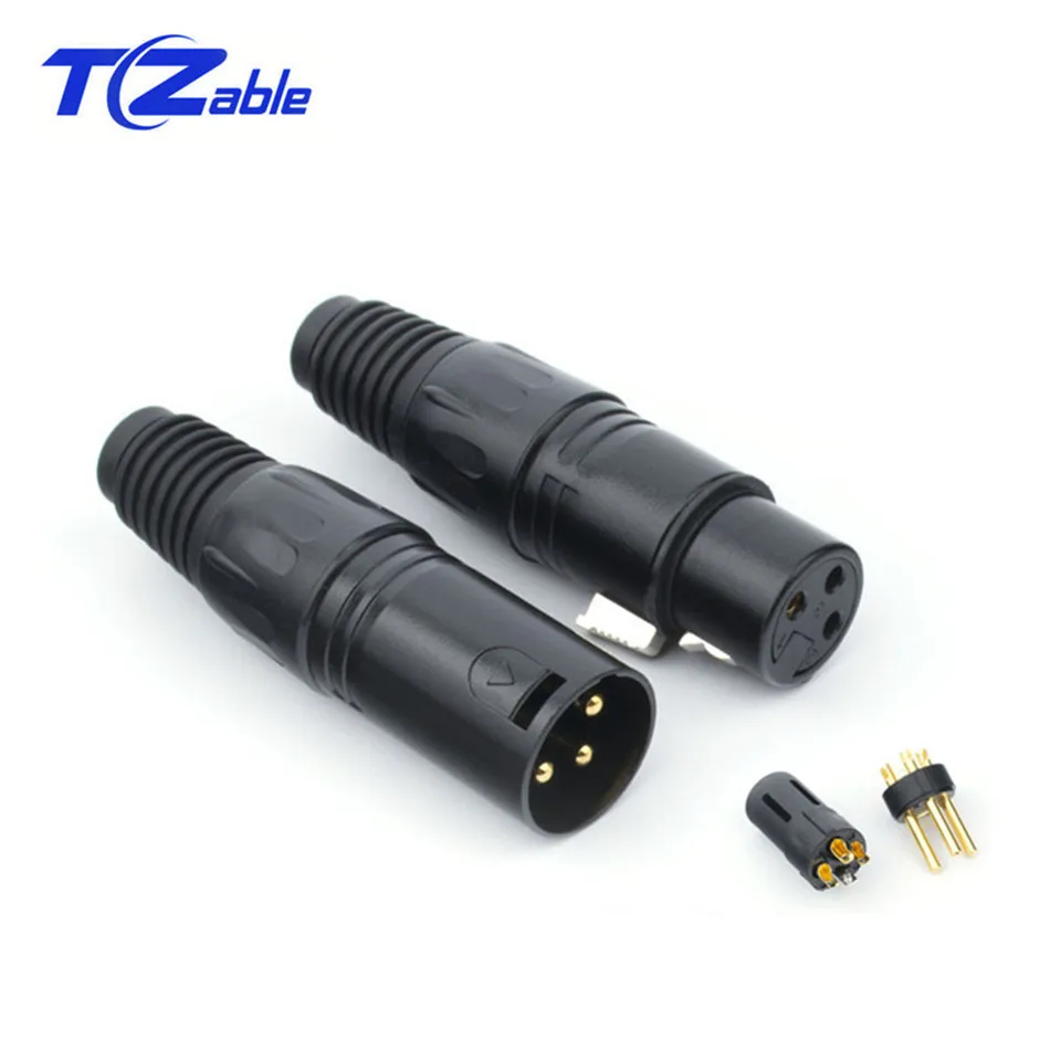 

XLR Connector 3 Pin Audio Plug Microphone Cable Connectors Black Male Female MIC Plug Cable Connect XLR Adapter 4.5mm Hole