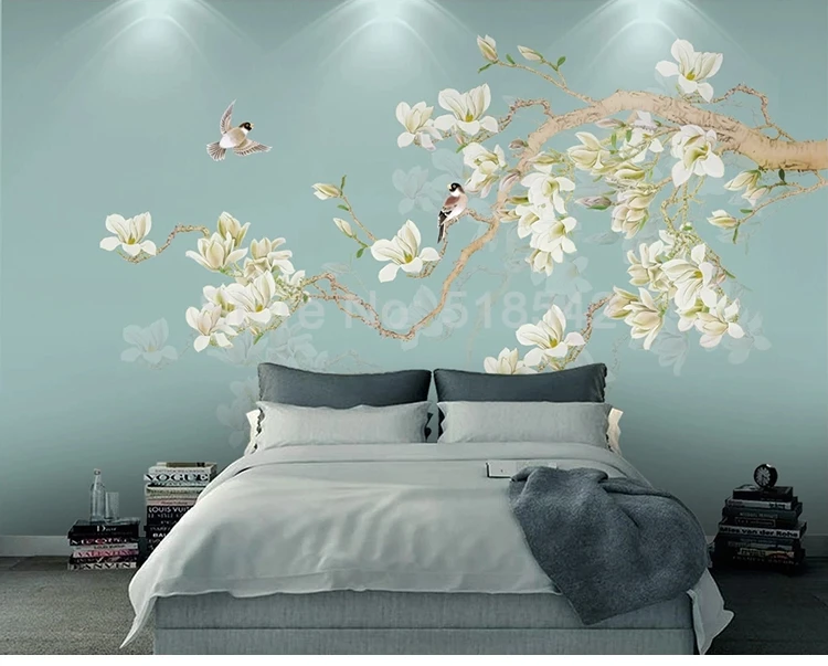 Пользовательские Papier Peint росписи 3D ручной росписью китайский стиль цветок птица настенные фрески гостиная спальня фон фото обои