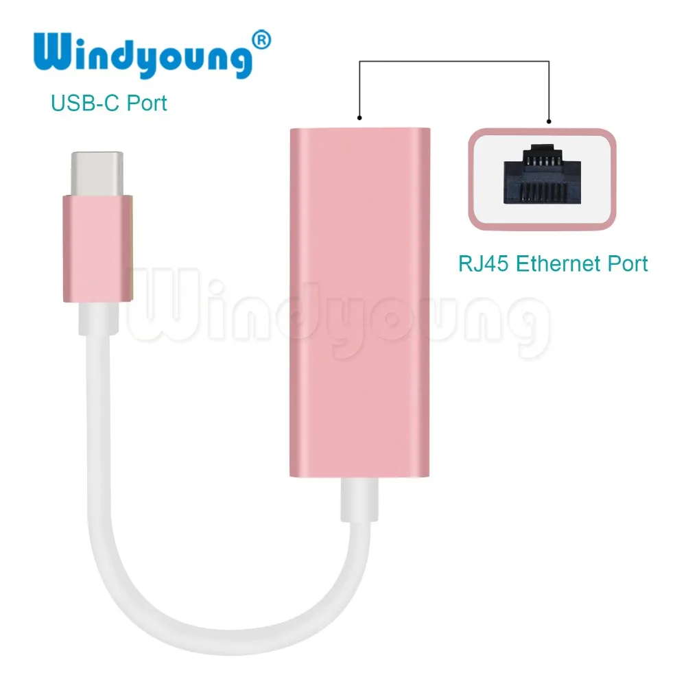 Windyoung USBC адаптера Ethernet 10/100 Мбит/с Тип C RJ45 сетевой адаптер USB-C Тип-C сетевая карта USB Ethernet для MacBook Chromebook