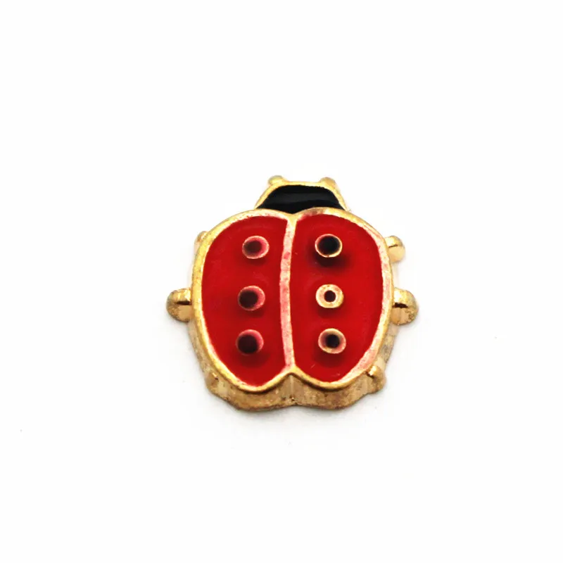 10 шт./лот металлическая эмаль золото Coccinella Septemp плавающие амулеты для гостиной