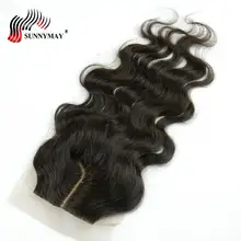 Sunnymay шелковая основа закрытие J Часть бразильские девственные волосы 4x4 человеческие волосы закрытие натуральный цвет