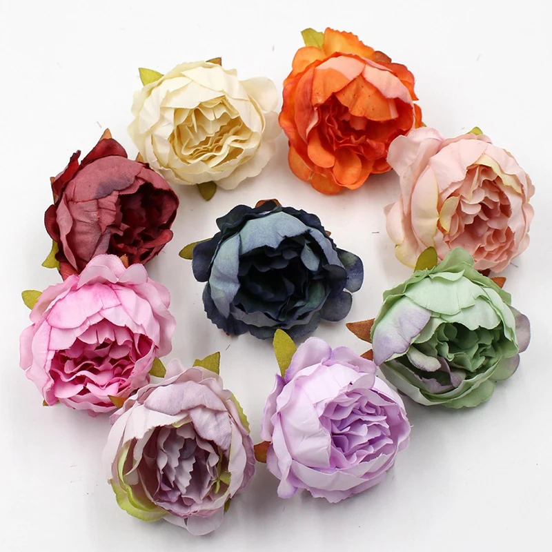 

5PCS/Lot Peony Flower Head 5cm For Wedding Party High Quality DIY Wreath Popular Artificial Flowers Silk Decoration