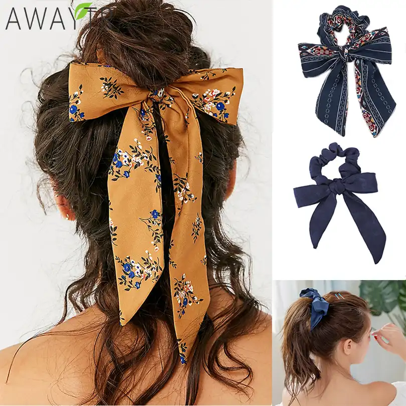 Awayt Bow Streamers Hair Ring Fashion Ribbon Girl Hair Bands