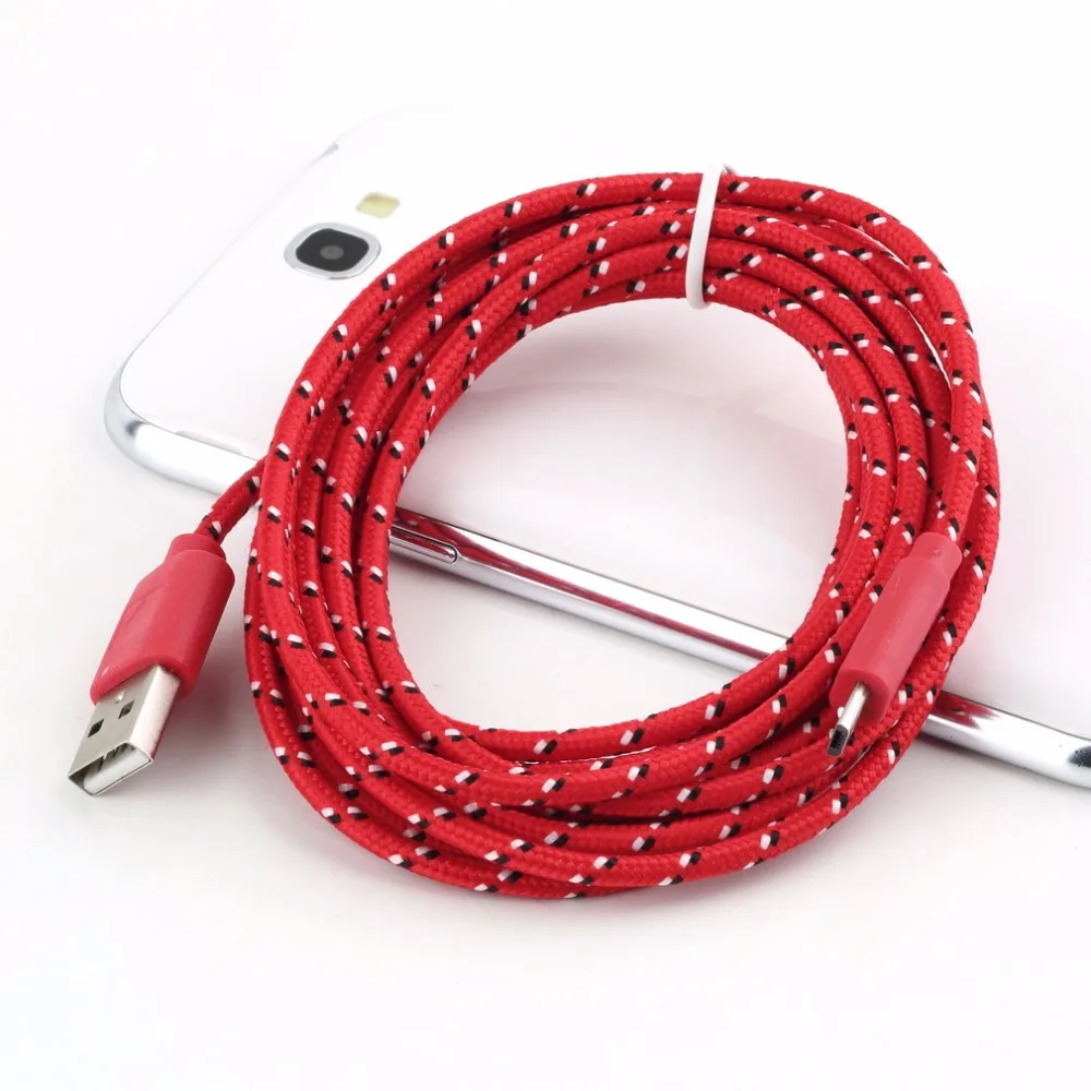 Fashion Hemp Rope 3 Meters Long Micro USB Data Cable Cord Colorful Charge Cables Charging Cable