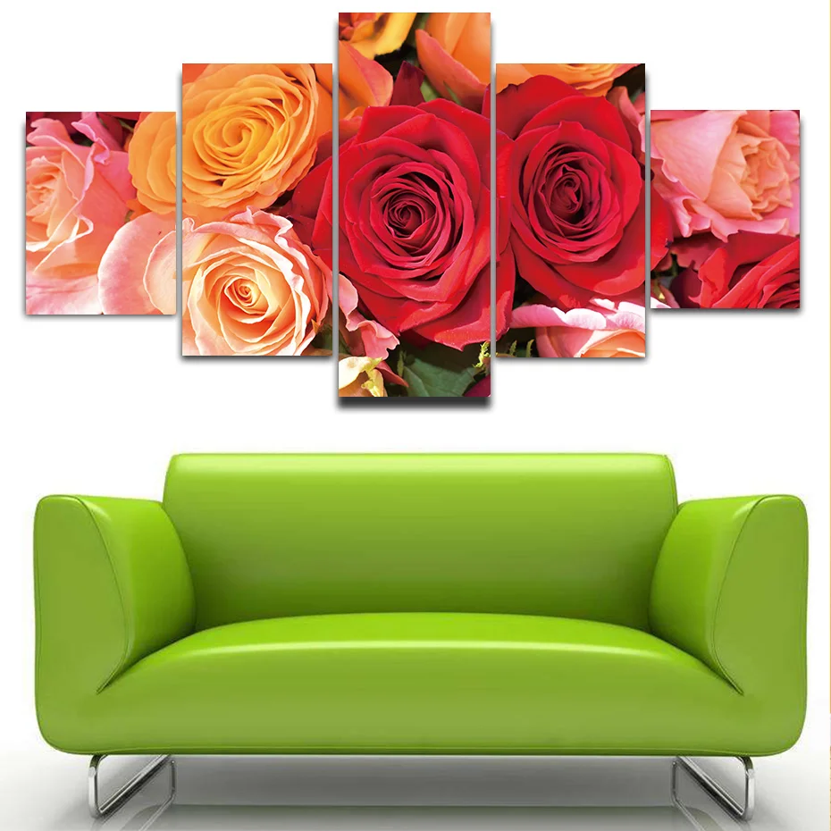 

5 pieces HD print Beautiful rose flowers canvas poster wall painting artwork murals modular pictures modern living room decor