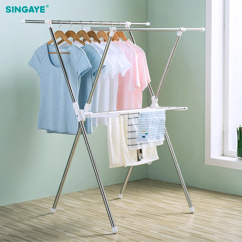 SINGAYE Big Foldable Clothes Hanger Dryer Stainless Steel Standing