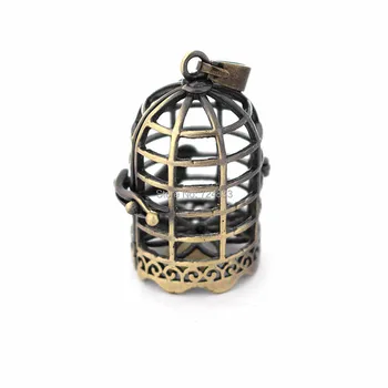 

35x20mm Vintage Filigree Hollow Bird Cage Locket Pendants For DIY Essential Oil Diffuser Perfume Chime Necklace Making