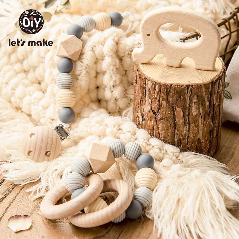 

Let's Make Baby Rattles Beech Wooden Ring Teething Toys Food Grade Wooden Beads Bracelet Baby Bpa FreeTeether Baby Gym Wood Toys