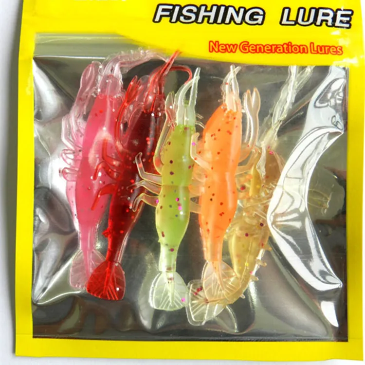 KKWEZVA 5pc Fish Soft Silicone Cream Prawn Shrimp Baits Simulation