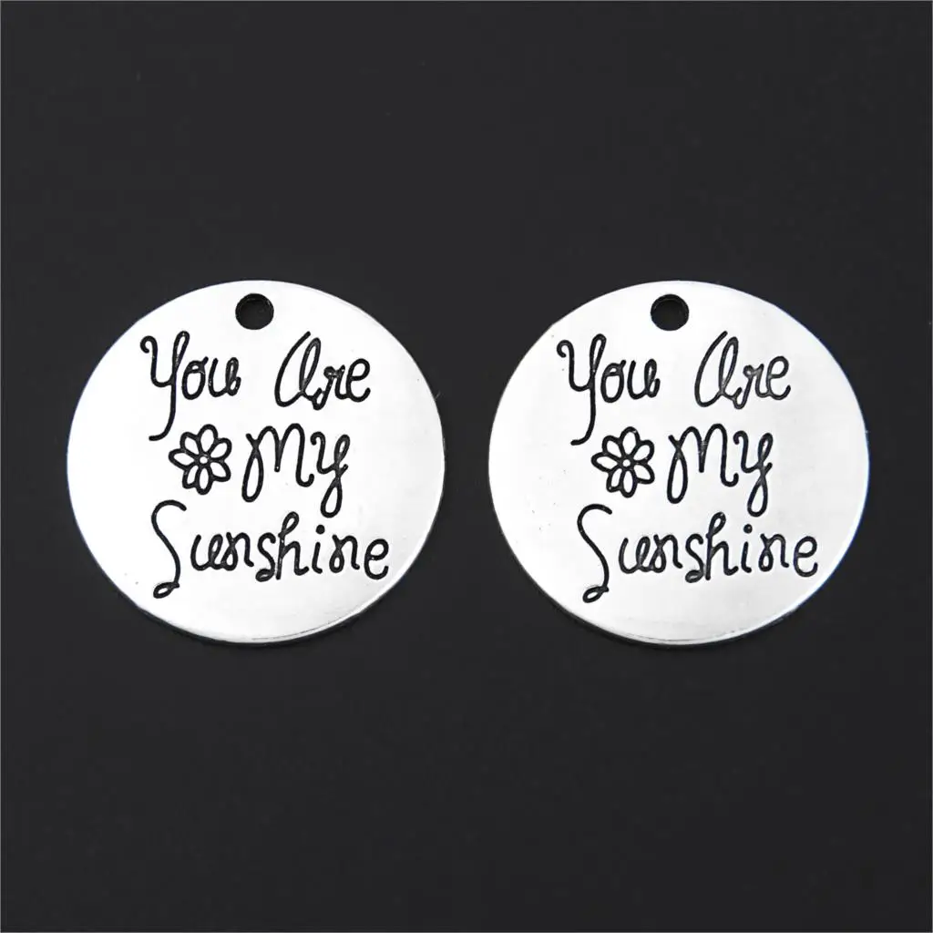 10 шт. серебряный цвет принт с надписью You are my Sunshine Charms inspiration подвеска со словами