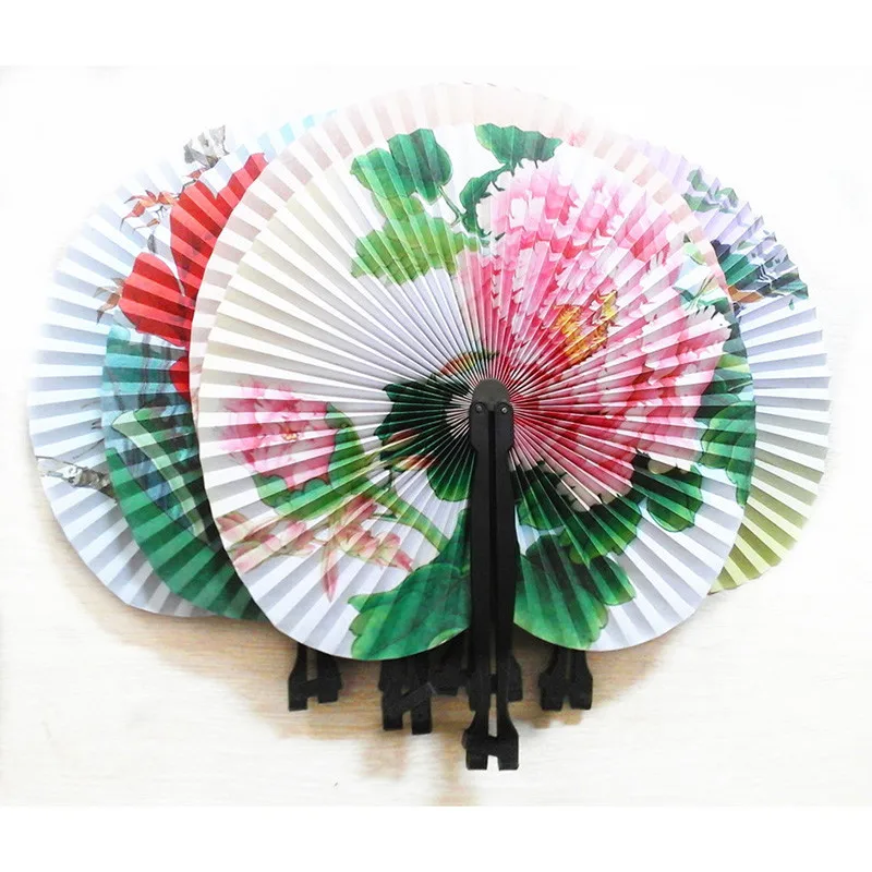 2 шт. винтажный бумажный веер с цветочным принтом, свадебные украшения, вечерние веера, китайский ручной складной веер, причудливый веер для танцев для женщин и девочек, 8Z