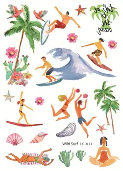 

Waterproof Temporary Tatoo Sticker Hawaii Summer Seaside Fake Tattoo Tatouage Wild Surf Flash Tatto Tattoos For Girl Women Men