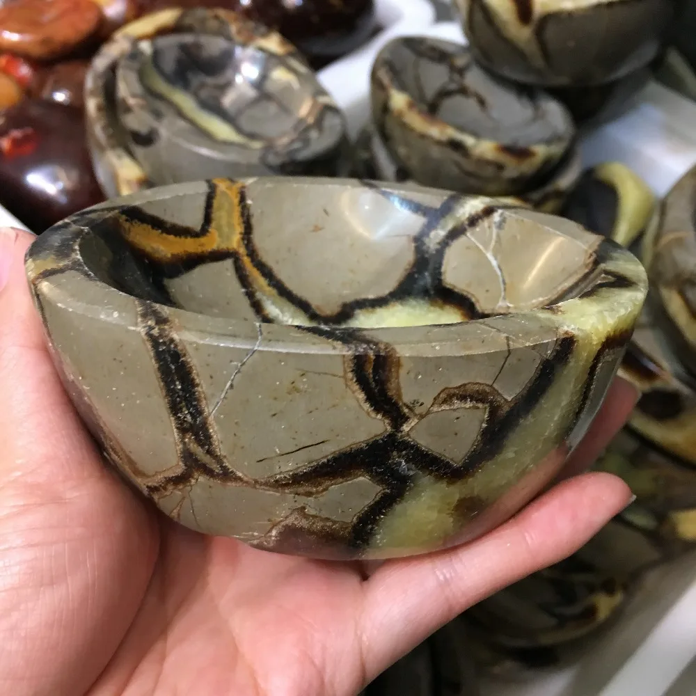 800-1000 г Septarian Хрустальная чаша драгоценный камень Блюдо сервировочное блюдо дисплей Обрядовая чаша рейки