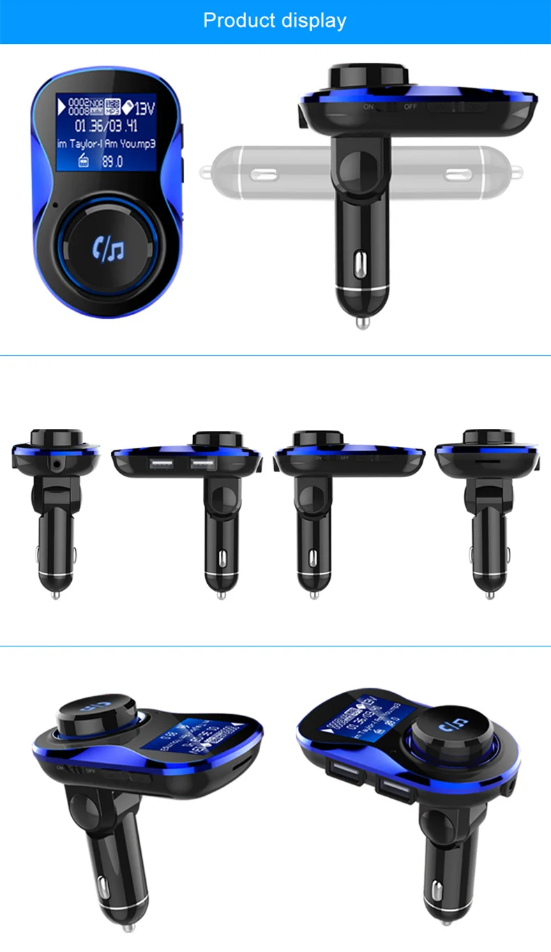 Fivetech Multifunctional Bluetooth Handsfree Car Charger 2USB Digital Display MP3 Player  GPS FM Transmitter for mobile phone  (15)