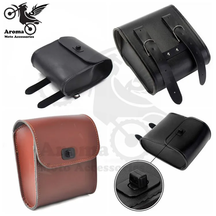 

retro mini cafe racer brown black motorbike handlebar head bag vintage moto backpack classic scooter pouch motorcycle luggage