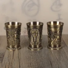 4 unids/lote de copas de vino egipcias Vintage para beber, pequeño bar de decoloración, cóctel de vidrio de aleación de cobre, copa de vino pequeña