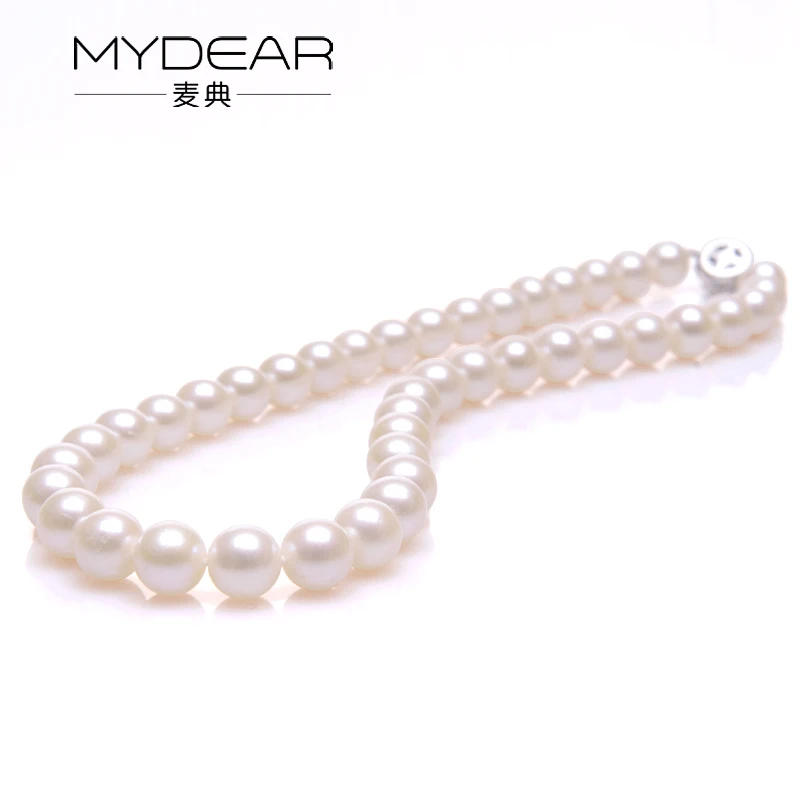 Mydear Ювелирные изделия из жемчуга Для женщин Лидер продаж 10-11 мм пресноводный жемчуг Цепочки и ожерелья большие жемчуг, идеально круглой