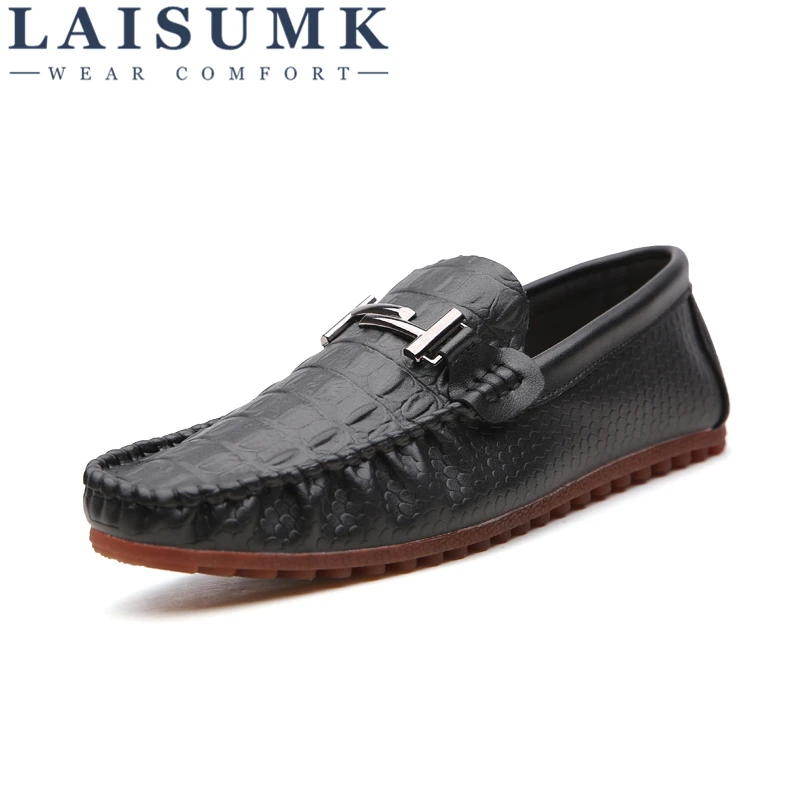

LAISUMK 2019 Men Casual shoes Pu Leather Loafers Leather Driving Moccasins Slip on Shoes Men Comfortable and breathable Kx5