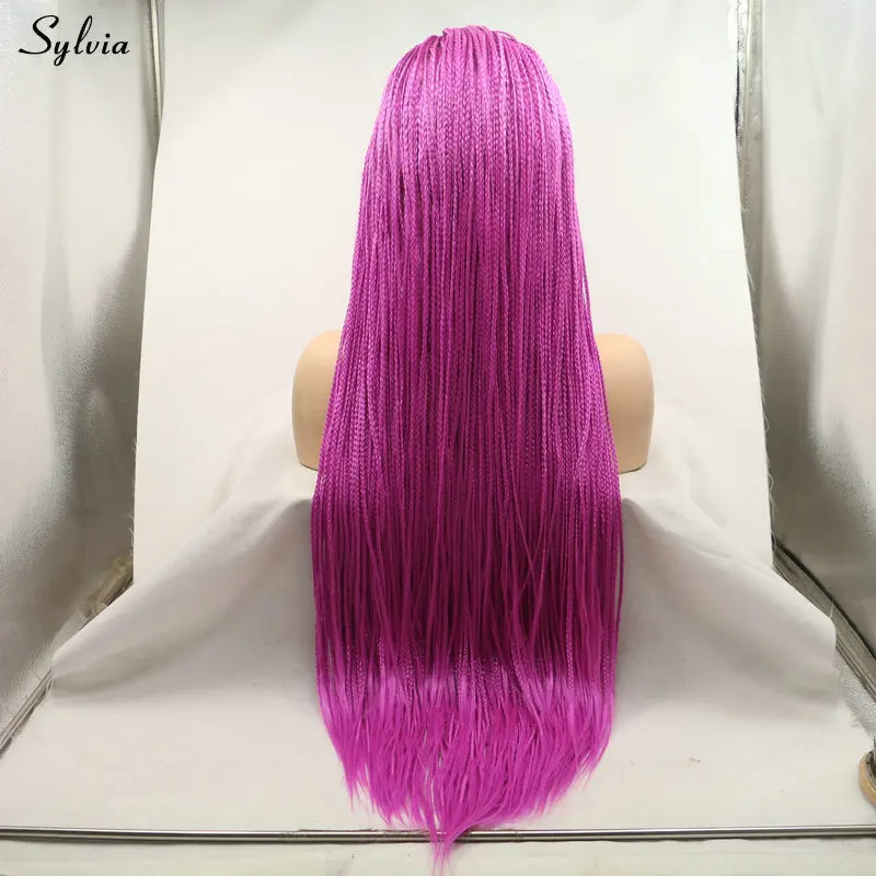 rose pink braided synthetic wig (3)