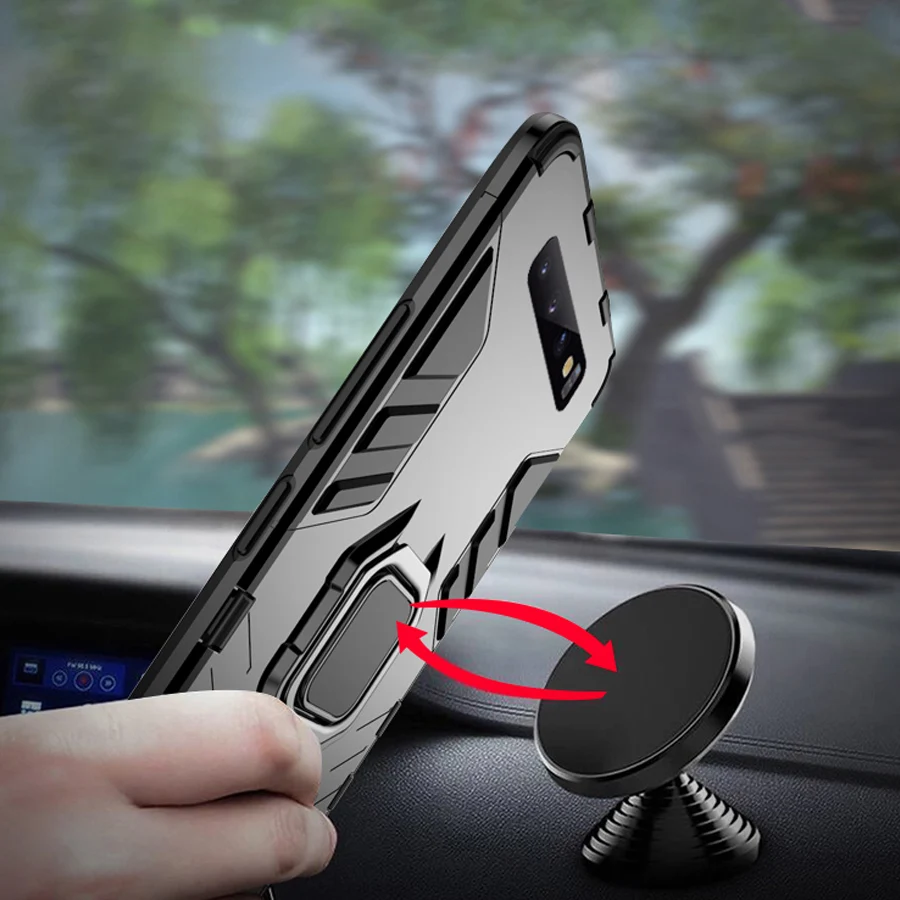 

Armor Ring Case For Samsung Galaxy S8 S9 S10 Plus S10E S8Plus S9Plus S10Plus Cases Magnetic Car Hold Shockproof Soft Phone Cover