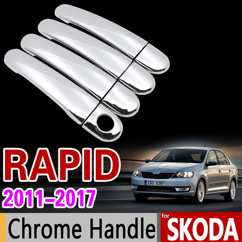 

for Skoda Rapid 2011-2017 Chrome Handle Cover Trim Set Sedan Comib 2012 2013 2014 2015 2016 Car Accessories Stickers Car Styling