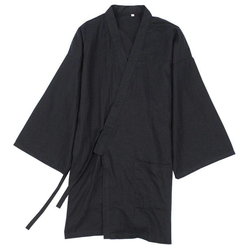 Мужские хлопковые пижамы Jpan Kimono Robe наборы пижамы топы и брюки с эластичной резинкой на талии длинные брюки пижамы Домашняя одежда ночное