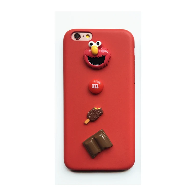 Мягкий кожаный чехол для iPhone 6, 6s, 7, 8 plus, 5, 5S, SE, 10 X, XR, XS MAX, 3D, с изображением улицы Сезам, милый мультяшный, Роскошный чехол для телефона - Цвет: Красный