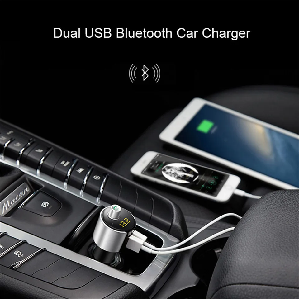 Cunymagos Wireless Bluetooth FM Transmitter Modulator Car Radio Adapter Car MP3 Player 3.4A Dual USB Car Charger Handsfree Car Kit (6)