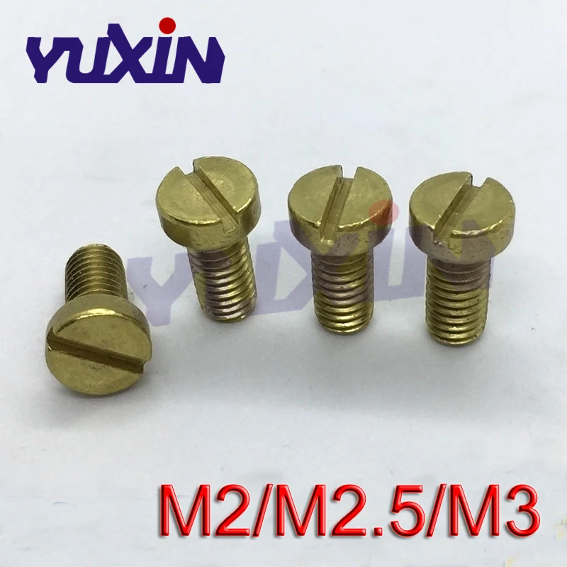 

50Pcs/Lot M2 M2.5 M3*L DIN84 Brass Slotted Cheese Head Screw Brass Screw Brass Bolt GB65