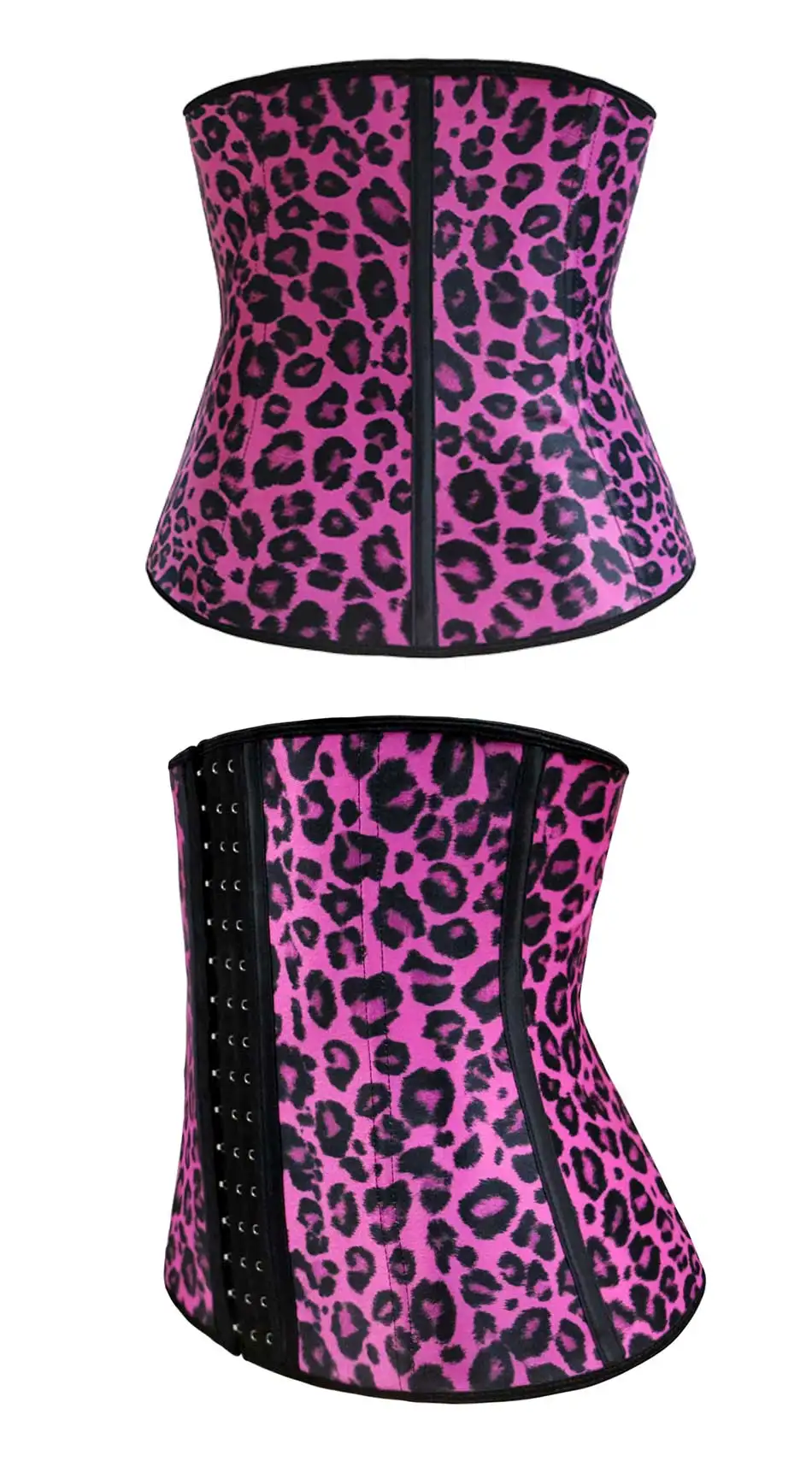 NB1055 01 Atbuty Leopard Waist Trainer Latex Waist Cincher Workout Steel Boned Corsets Body Shaper Girdles Slimming Underwear (11)