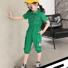 Новинка года,, комбинезоны для девочек летние хлопковые модные штаны для девочек от 4 до 9 лет, B828