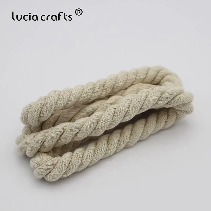 SALE 2Meters 6-20mm Rice White Thick Braided Cotton Rope Three Strand Of Woven Cotton Rope Cord DIY Crafts Bag Decoration CV0705